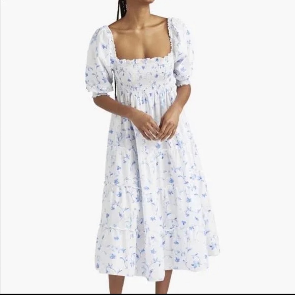 HILL HOUSE Nesli Nap Dress in Blue Botanical